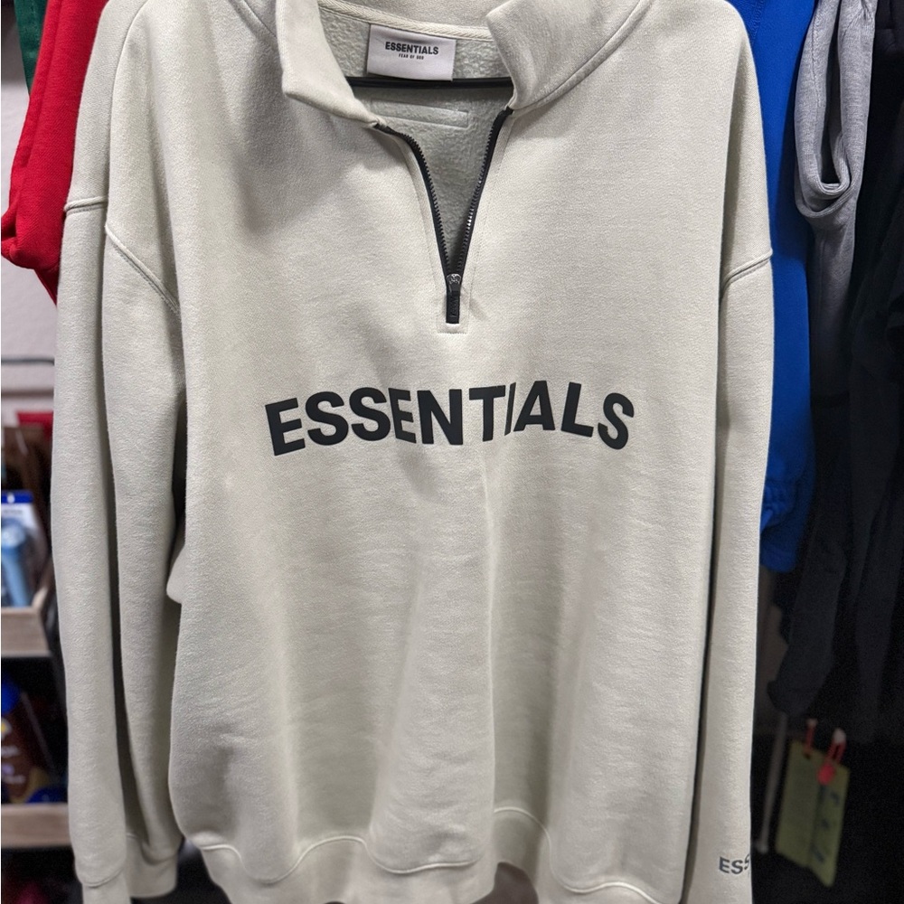 Essentials Men's Zip Up Sweater in Cream